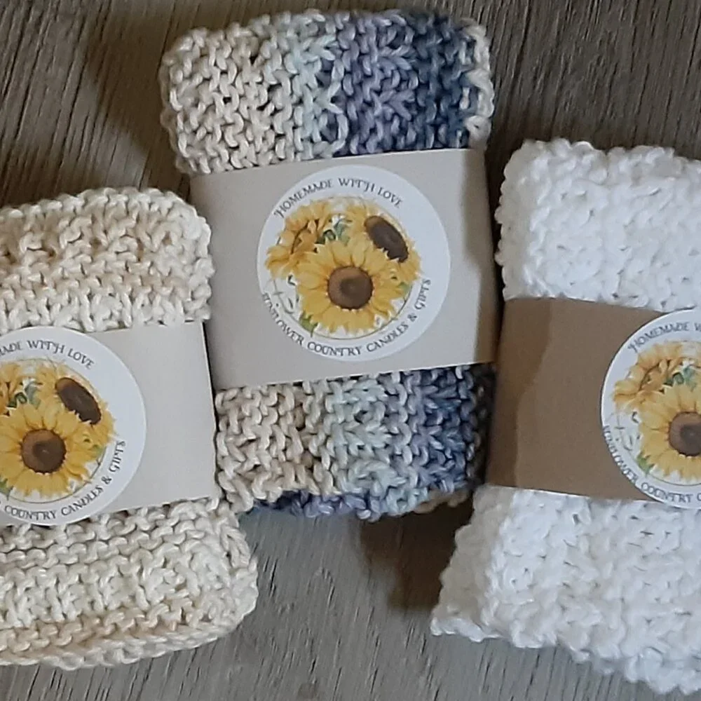 Set of 3 Handknit Washcloths